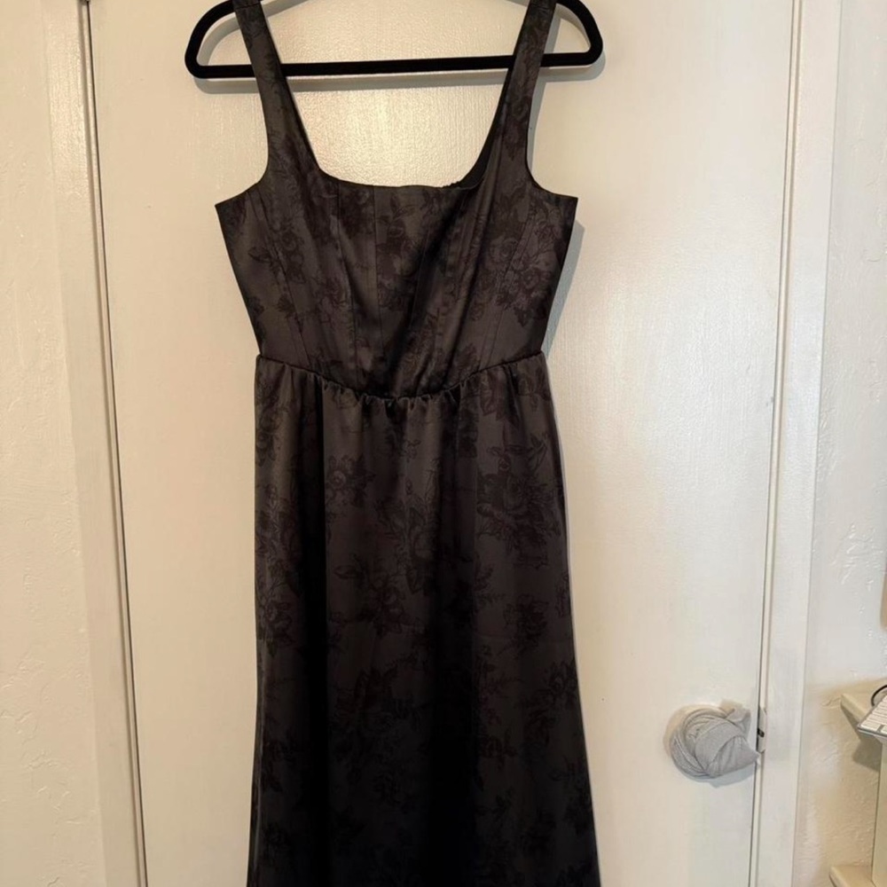 Wayf Charcoal Floral Midi Dress